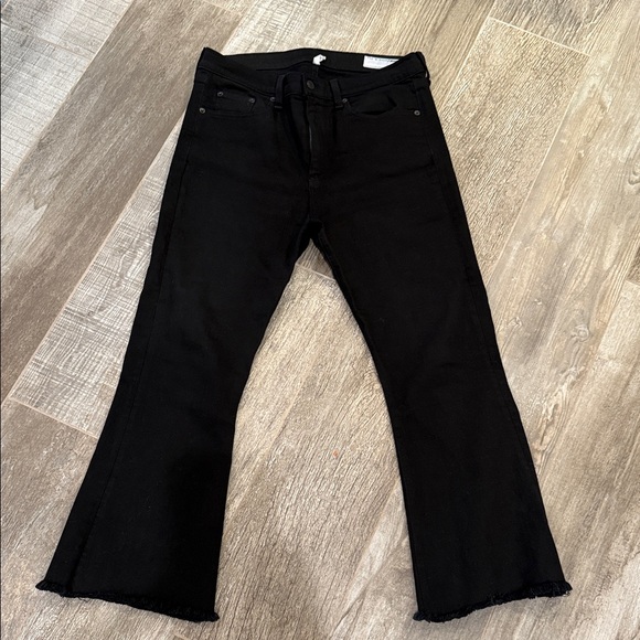 Rag & Bone Crop Flare Women's Black Flared Jeans size 32 - Picture 1 of 4